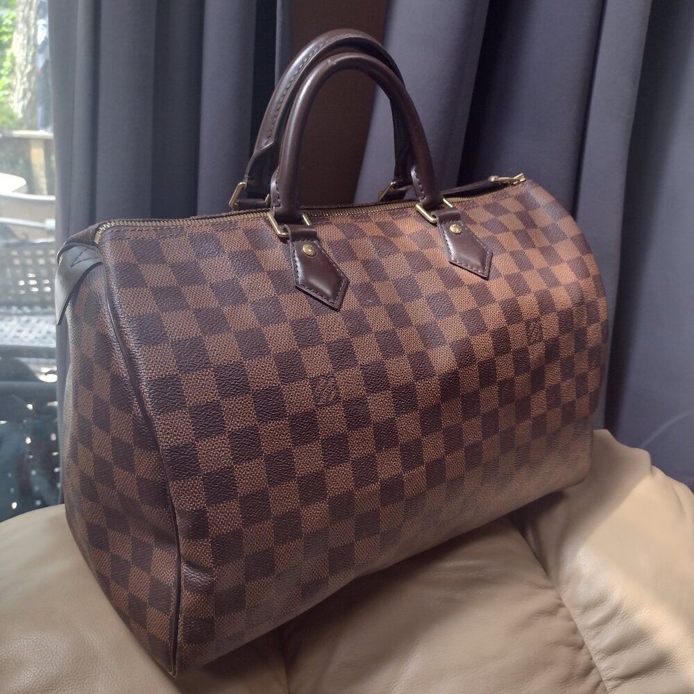 💯% Authentic Louis Vuitton Damier Ebene Speedy 35 🌹 - Picture 2 of 15